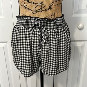 Allison Joy Black/White Plaid Drawstring Shorts